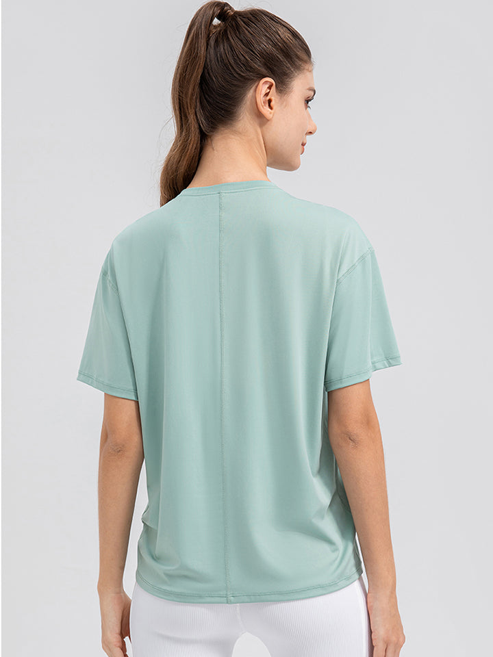 Round Neck Short Sleeve Active Top 