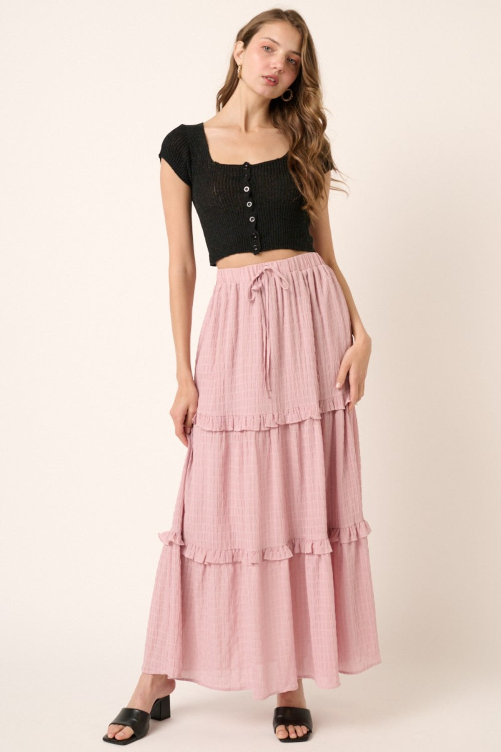 Mittoshop Drawstring High Waist Frill Skirt 