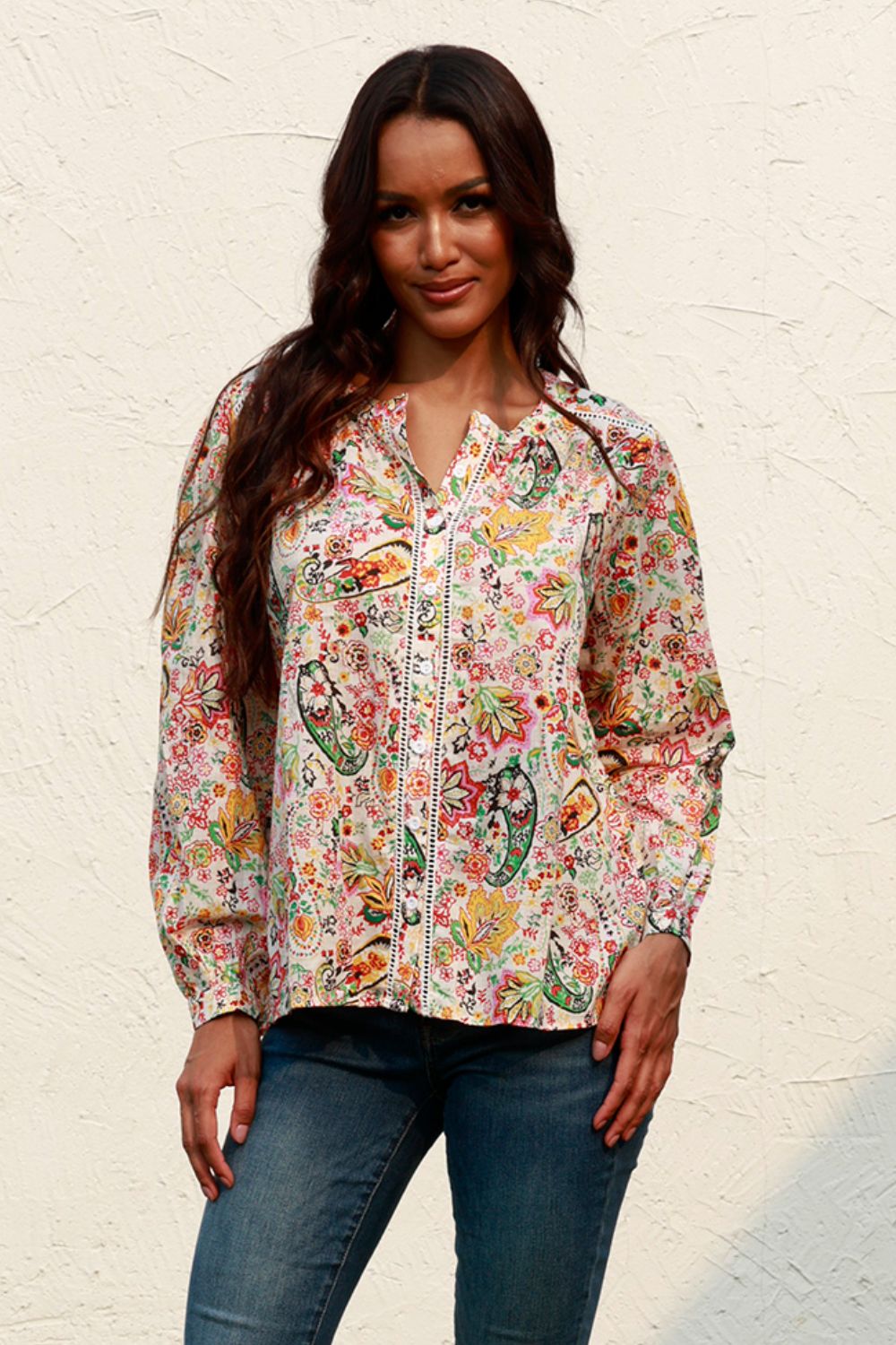 Printed Round Neck Long Sleeve Shirt 