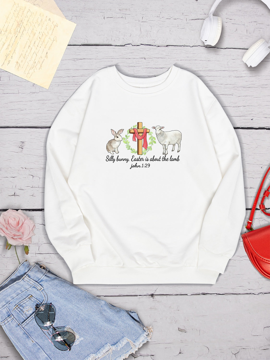 EASTER Graphic Round Neck Sweatshirt 