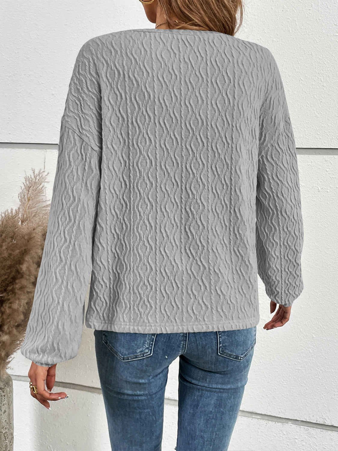 Half Button Long Sleeve Top 