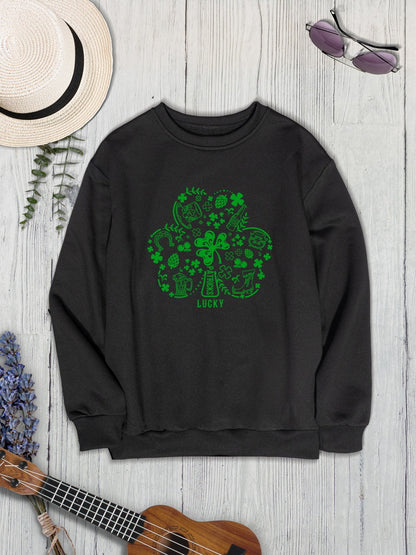 Lucky Clover Round Neck Sweatshirt 