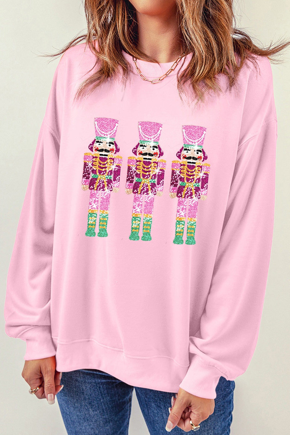 Sequin Nutcracker Long Sleeve Sweatshirt 