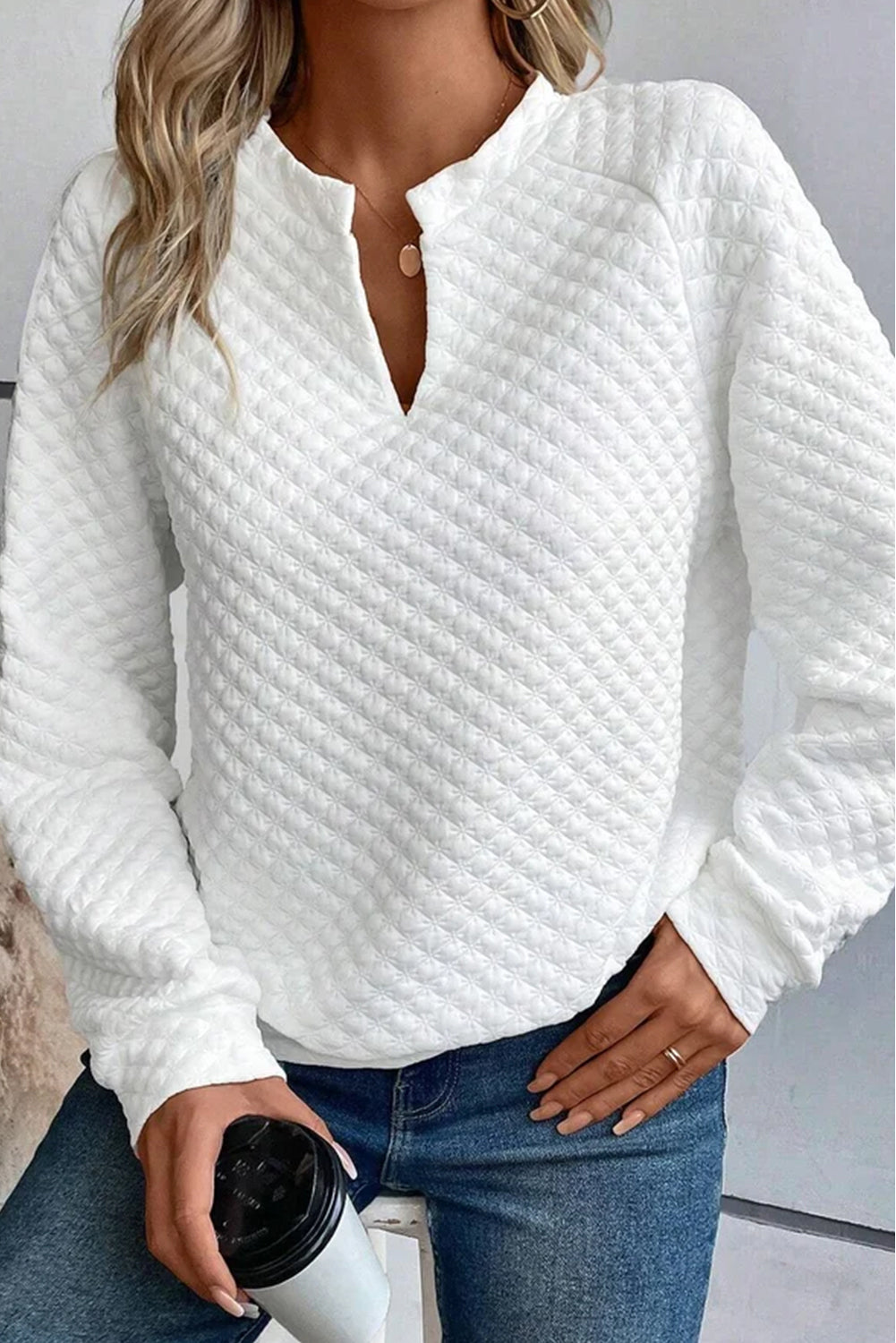 Notched Long Sleeve T-Shirt 