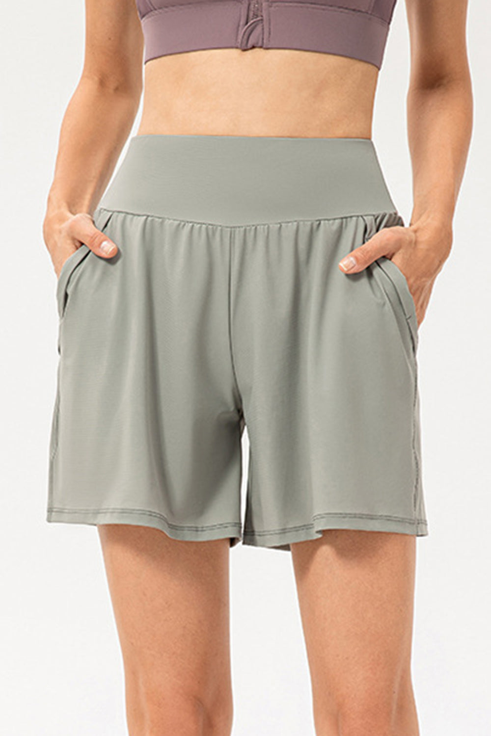 Pocketed Elastic Waist Active Shorts - Babbazon