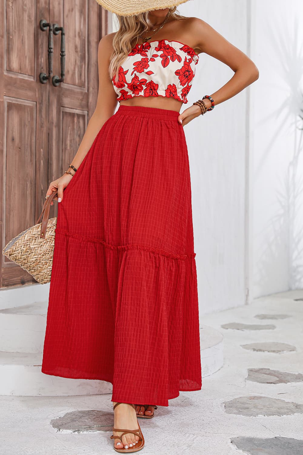 Floral Tube Top and Maxi Skirt Set 