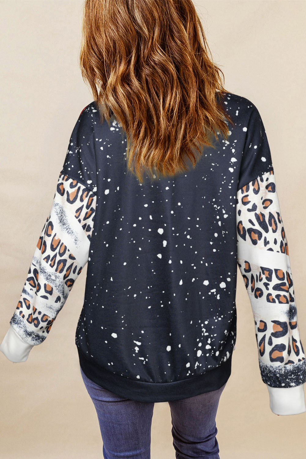 COWGIRL Leopard Round Neck Sweatshirt 