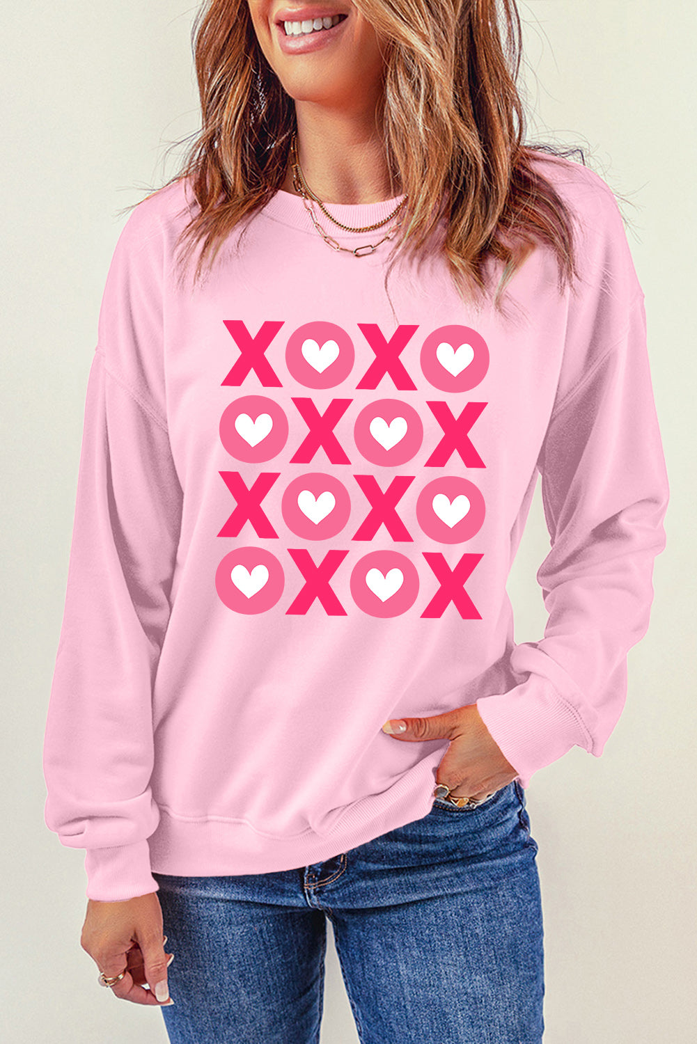 Graphic Round Neck Dropped Shoulder Sweatshirt 