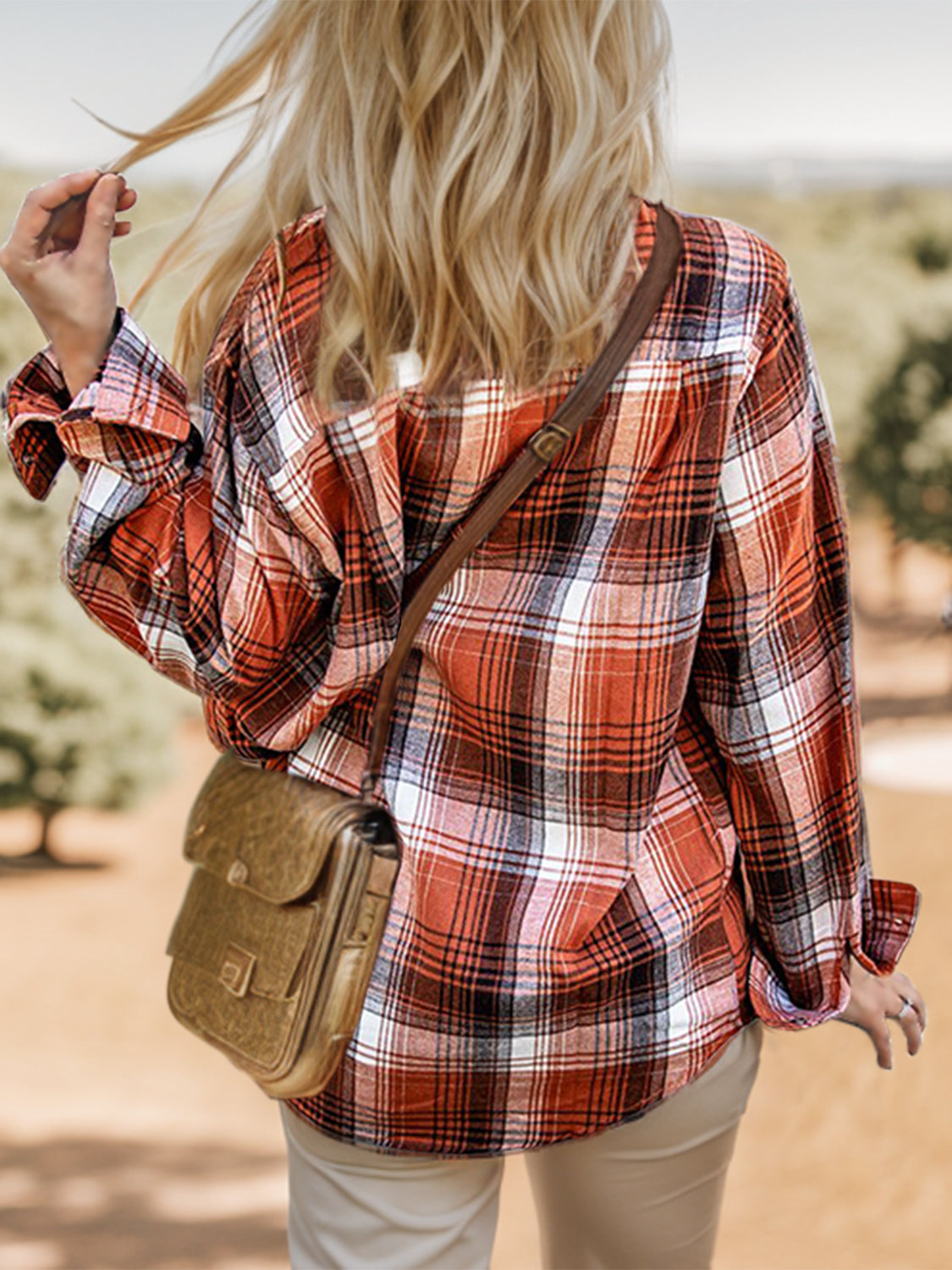 Plaid Button Up Dropped Shoulder Shirt 