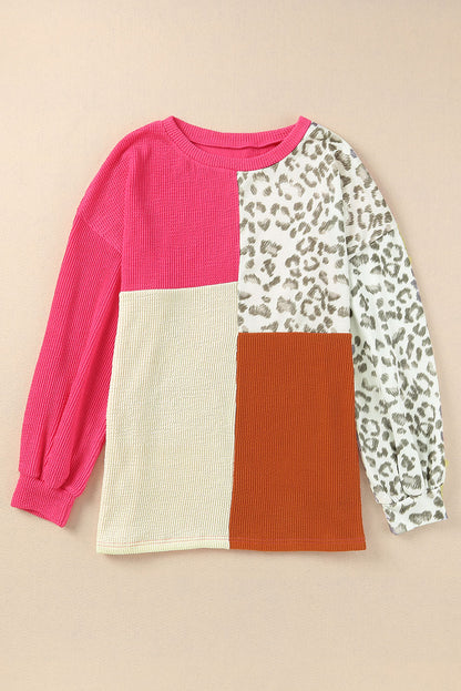 Leopard Patchwork Long Sleeve Top 