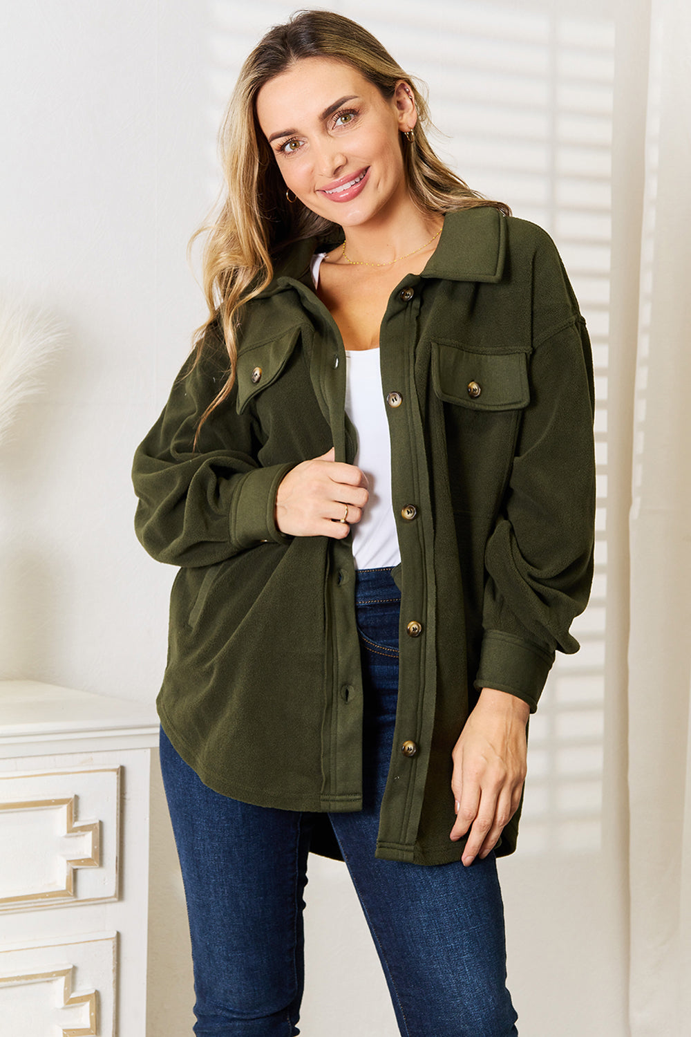 Heimish Cozy Girl Full Size Button Down Shacket 