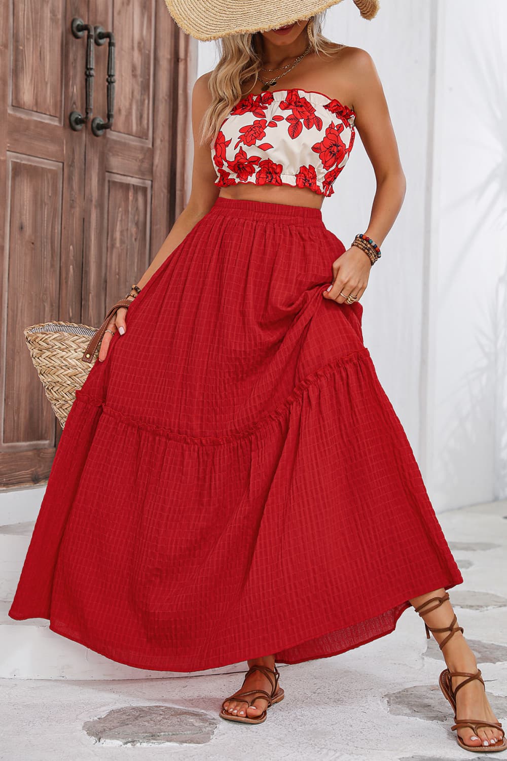 Floral Tube Top and Maxi Skirt Set 