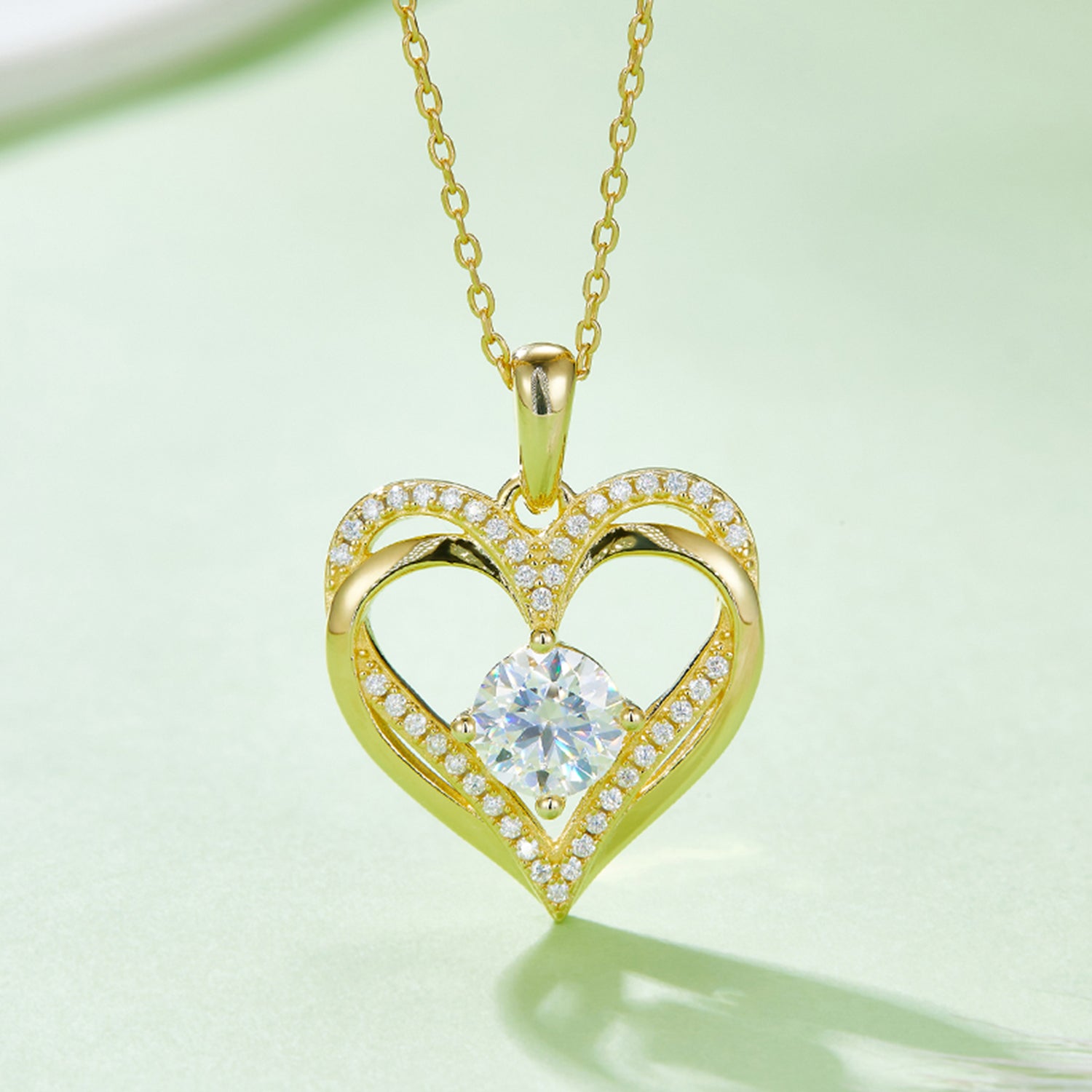 1.2 Carat Moissanite 925 Sterling Silver Heart Necklace 