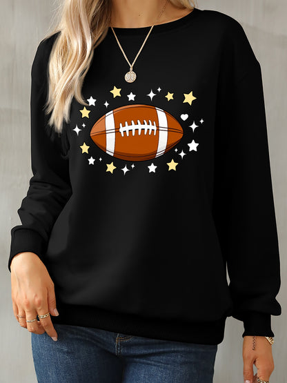 Football Graphic Round Neck Sweatshirt