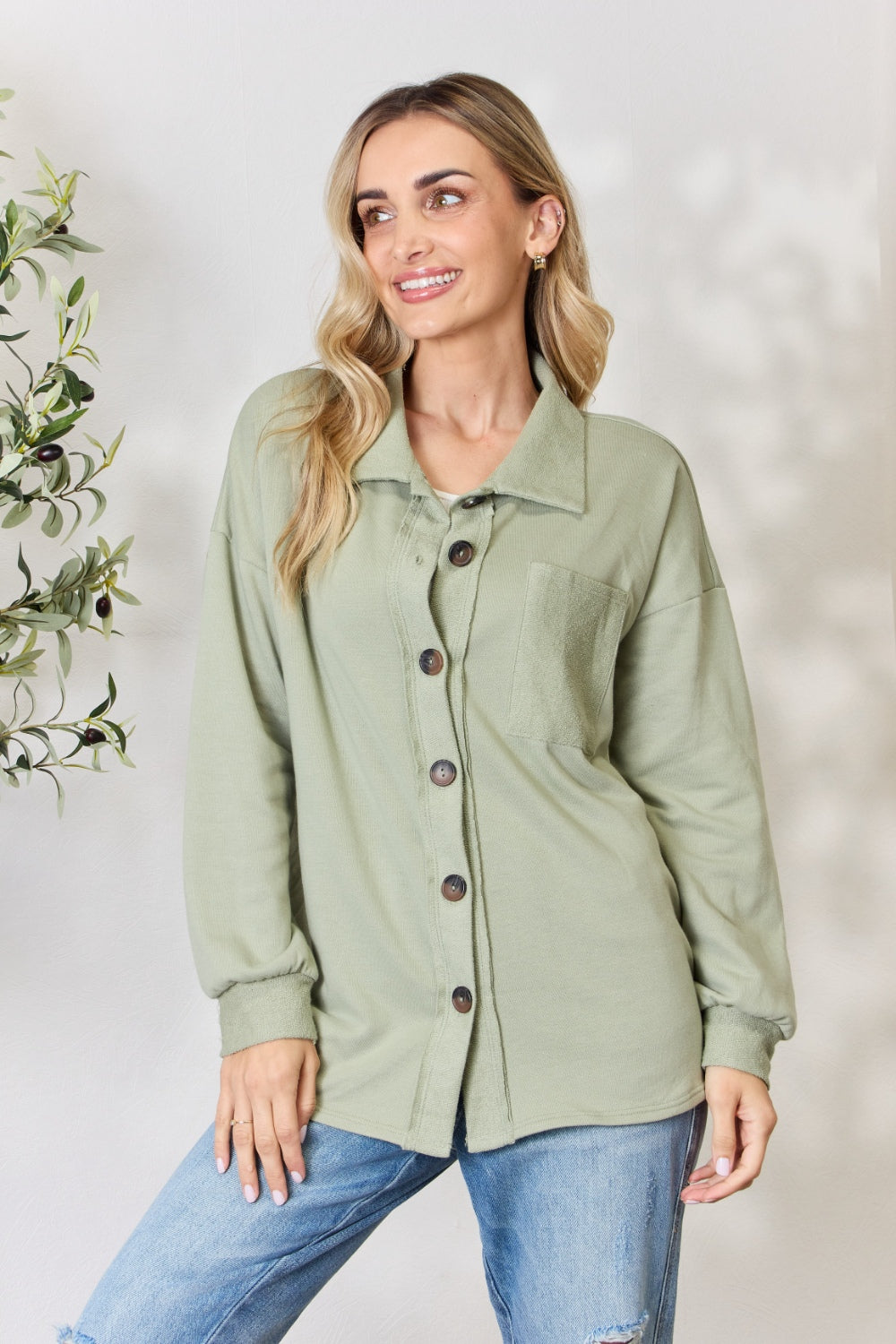 Heimish Full Size Button Down Long Sleeve Shirt 