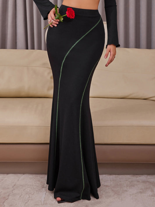 High Waist Contrast Maxi Skirt 