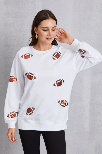 Football Sequin Patch Long Sleeve Sweatshirt 