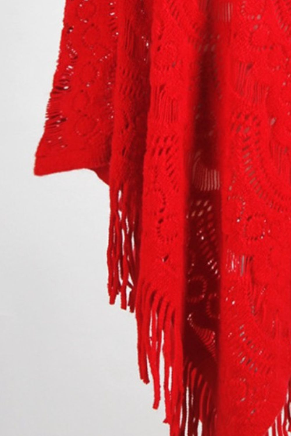 Fringe Openwork Surplice Cape Sleeve Poncho