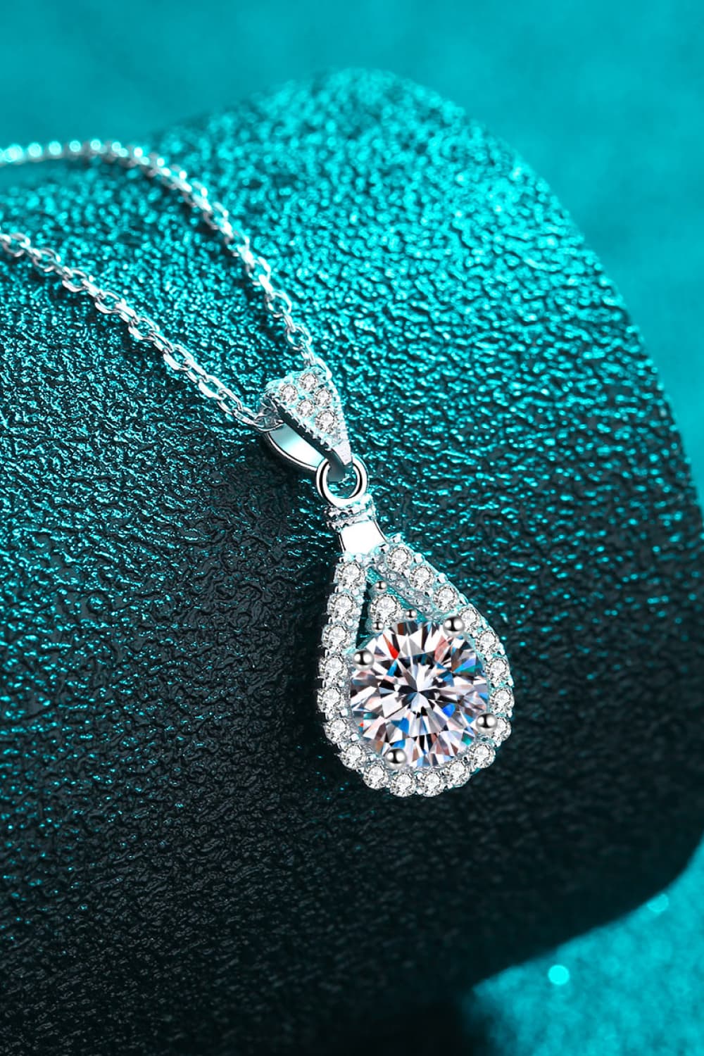 2 Carat Moissanite Teardrop Pendant 925 Sterling Silver Necklace 