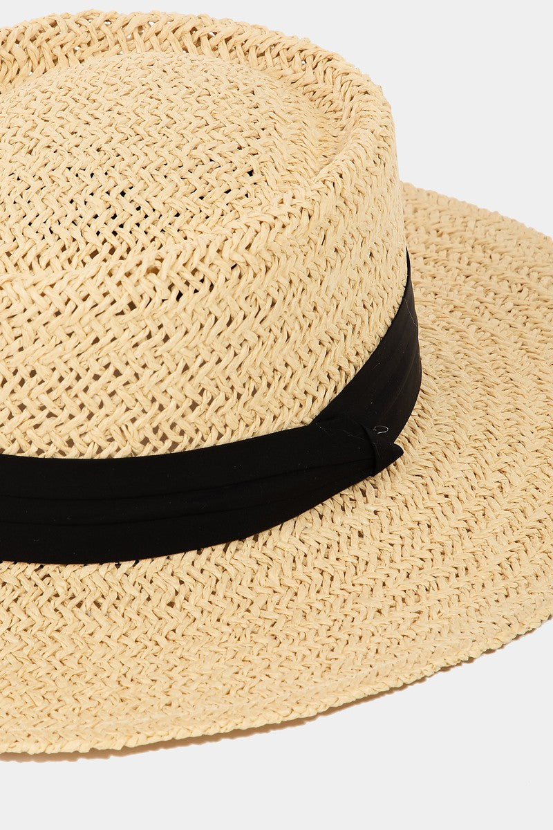 Fame Straw Braided Pork Pie Hat 