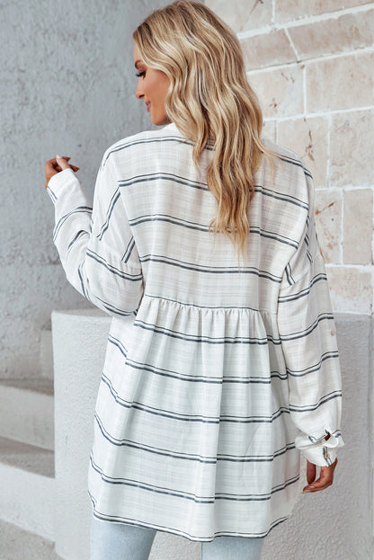 Notched Roll-Tab Sleeve Blouse 