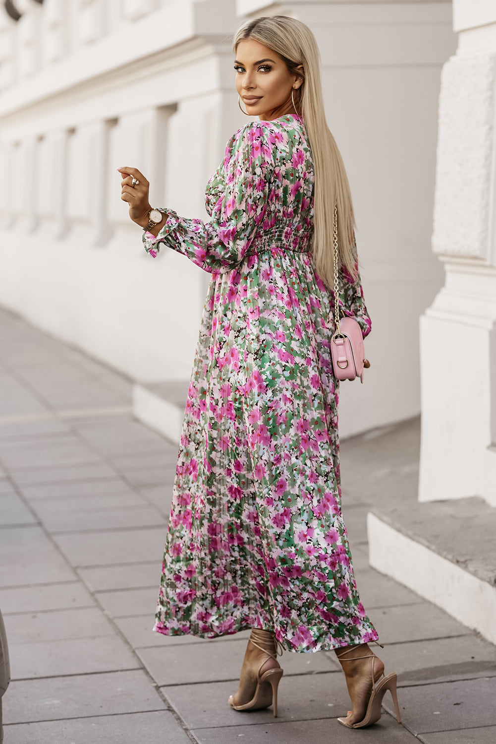 Floral Deep V Maxi Dress 