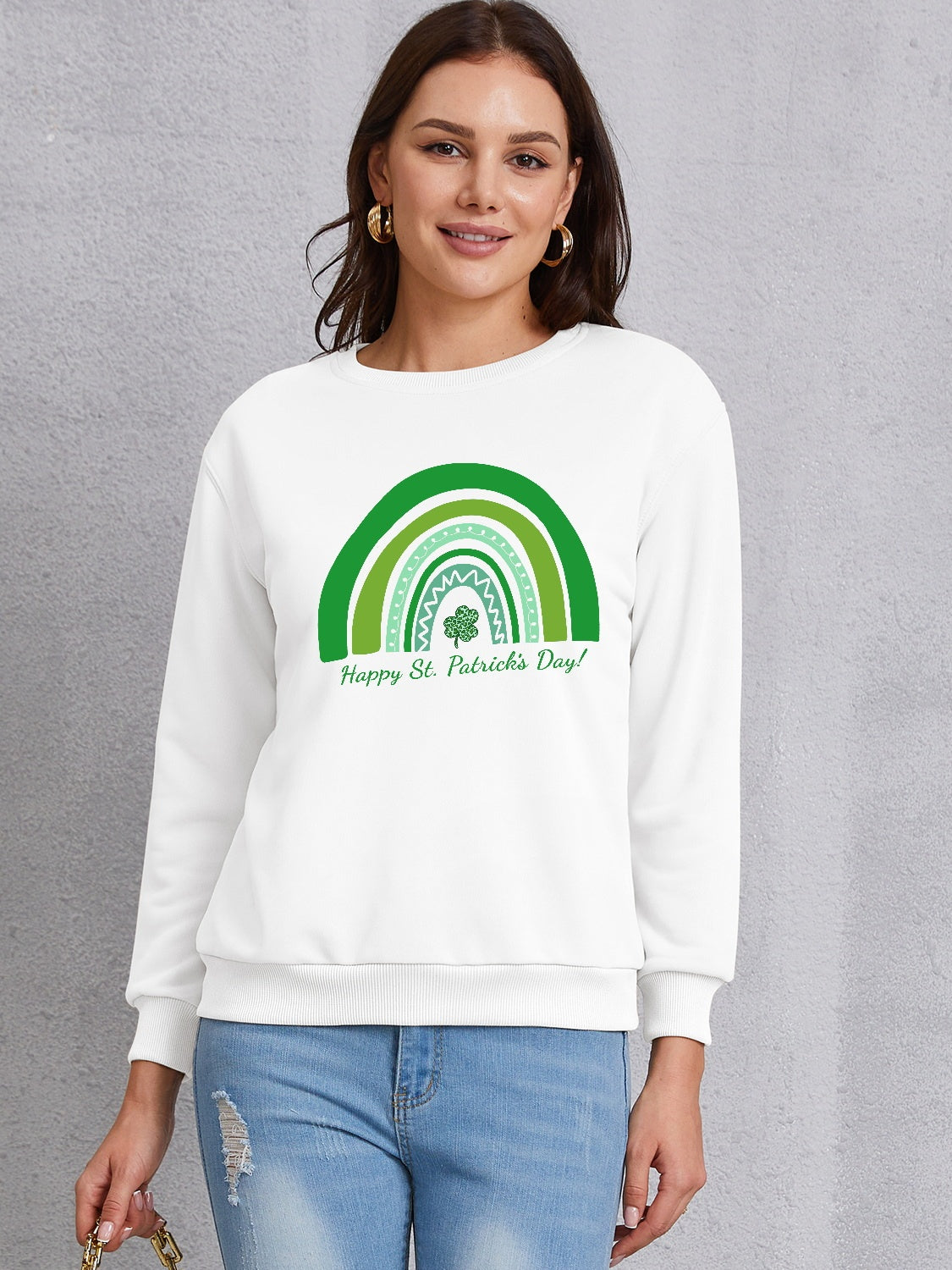 HAPPY ST. PATRICK'S DAY Round Neck Sweatshirt 