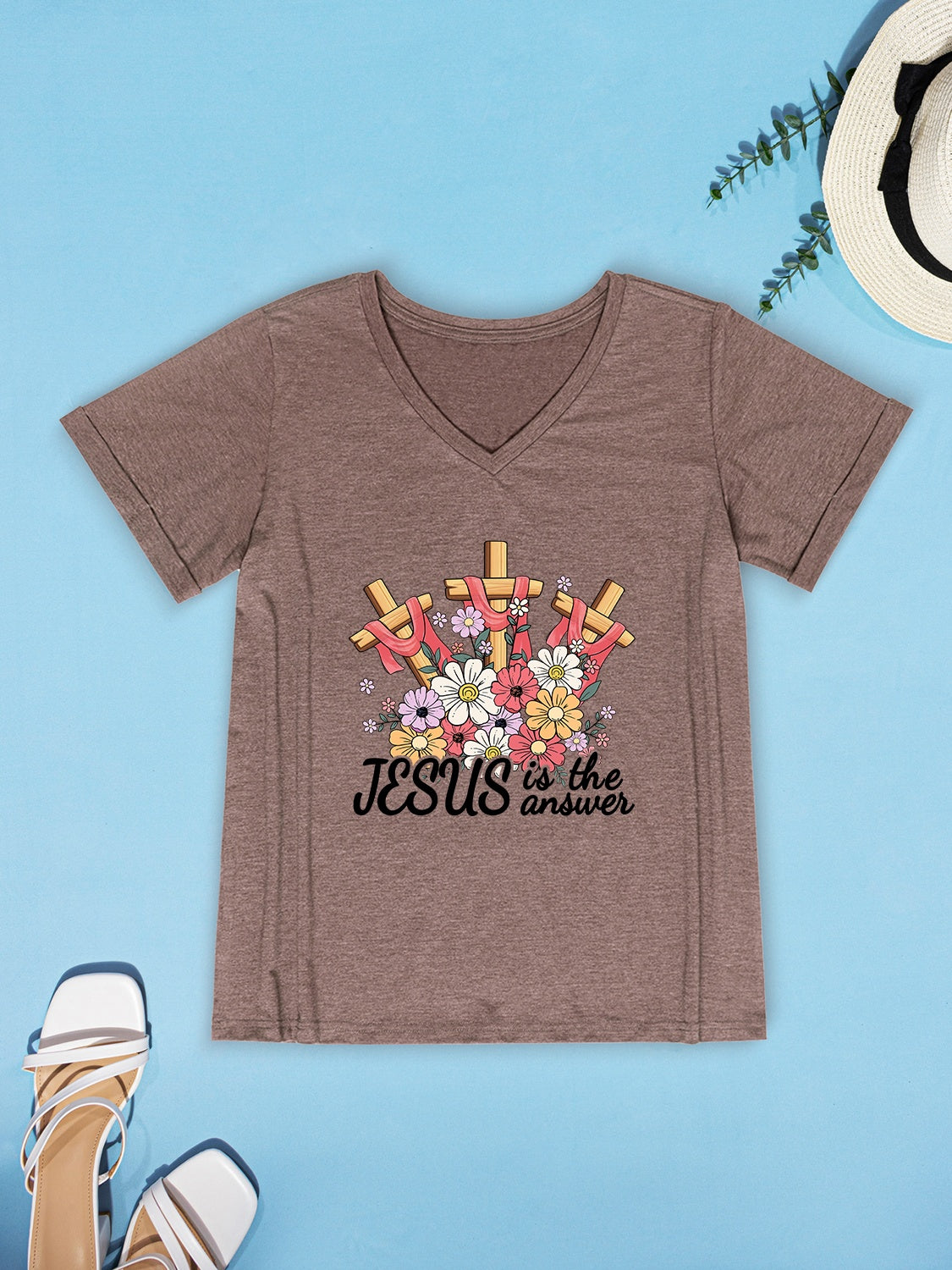 JESUS IS THE ANSWER V-Neck T-Shirt 