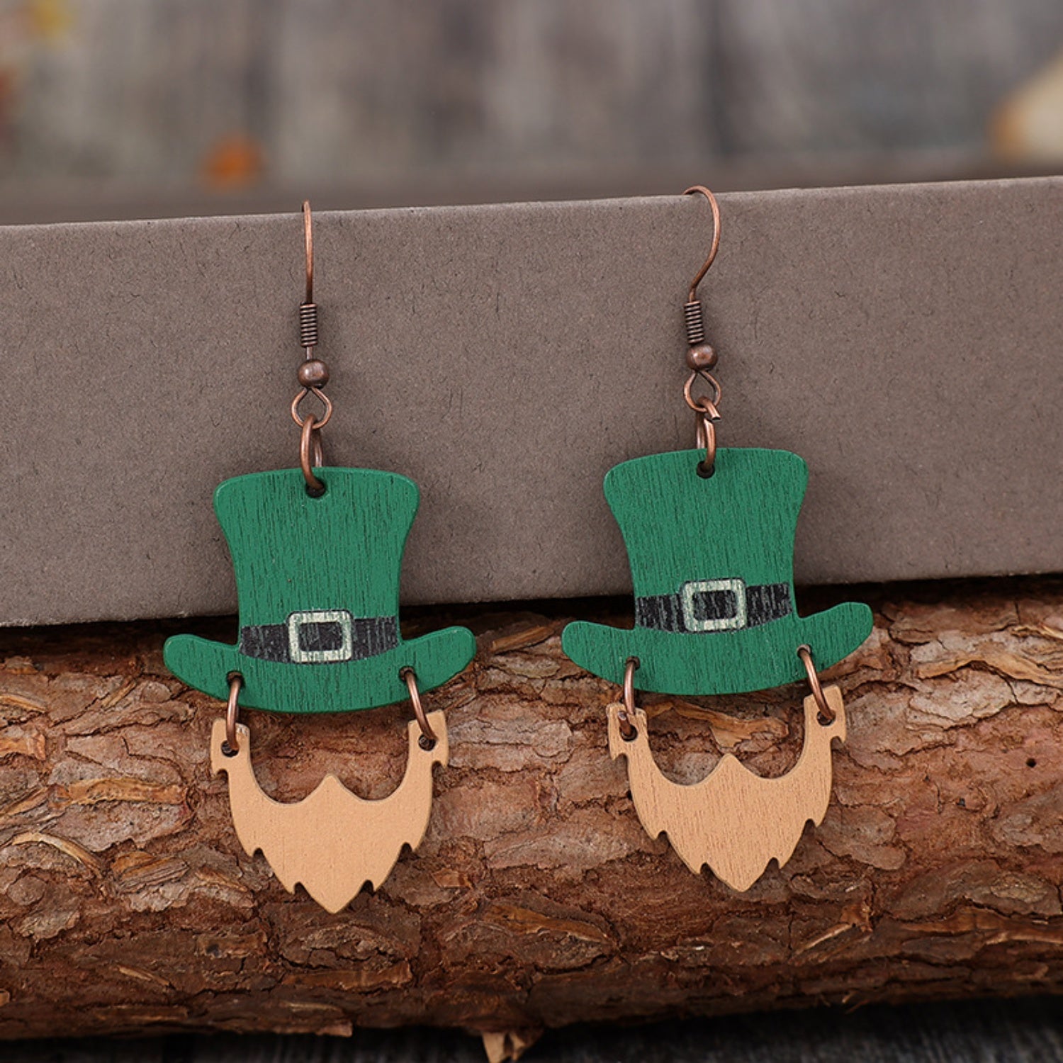 Wooden Hat Shape Dangle Earrings 