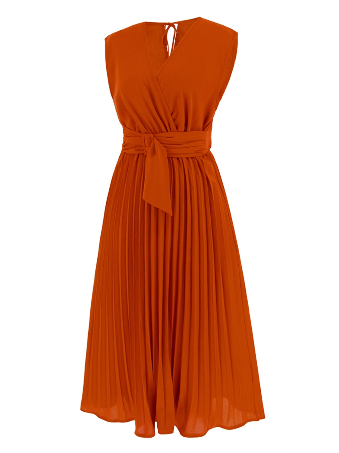 Tied Surplice Pleated Tank Dress 