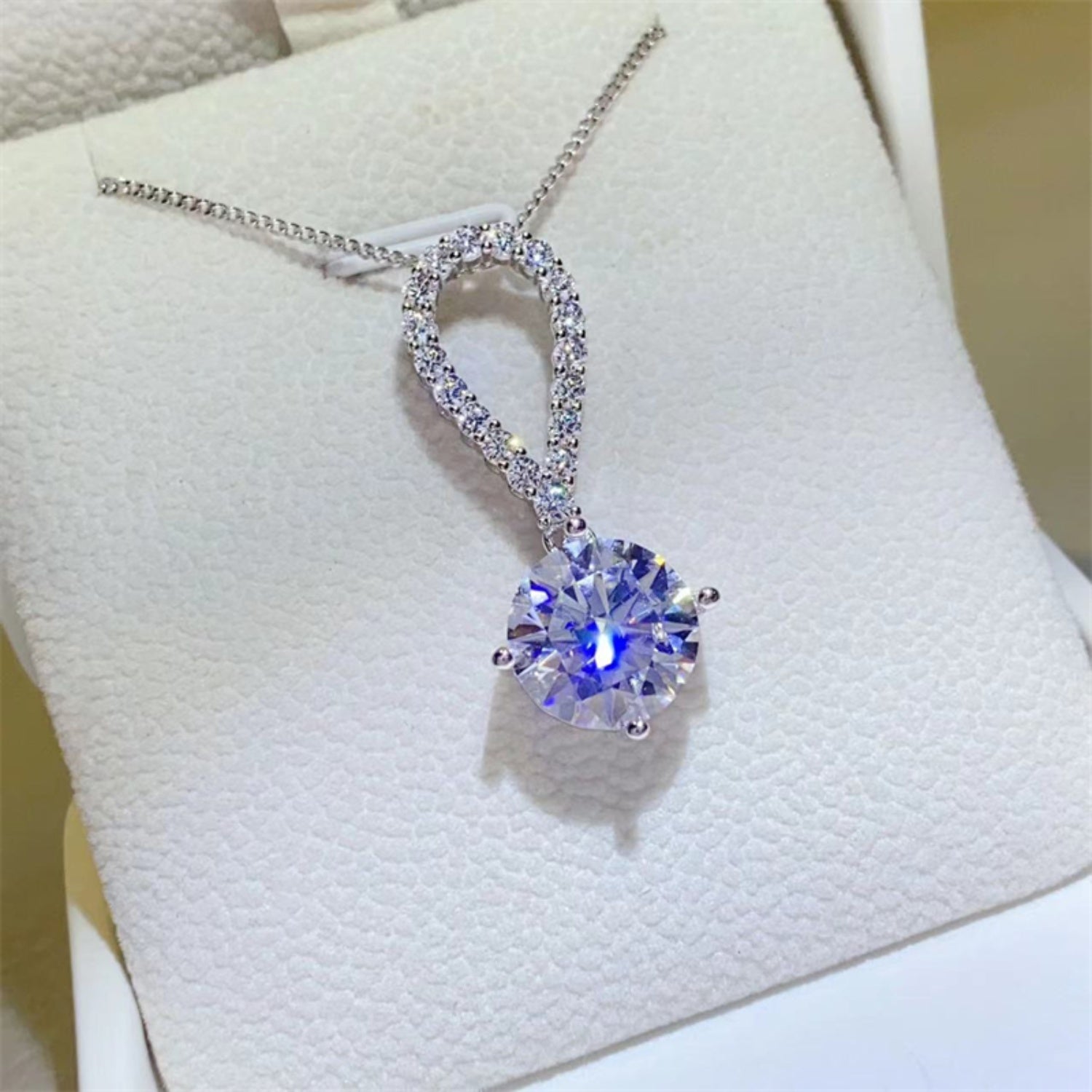 5 Carat Moissanite 925 Sterling Silver Teardrop Necklace 