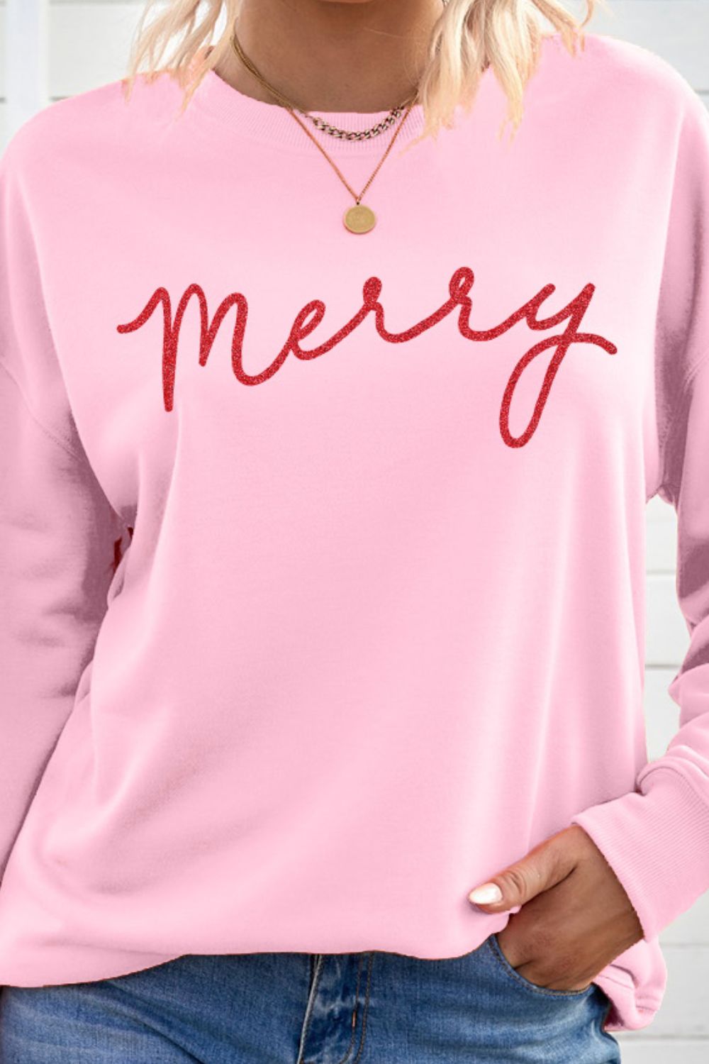 MERRY Graphic Drop Shoulder Sweatshirt 