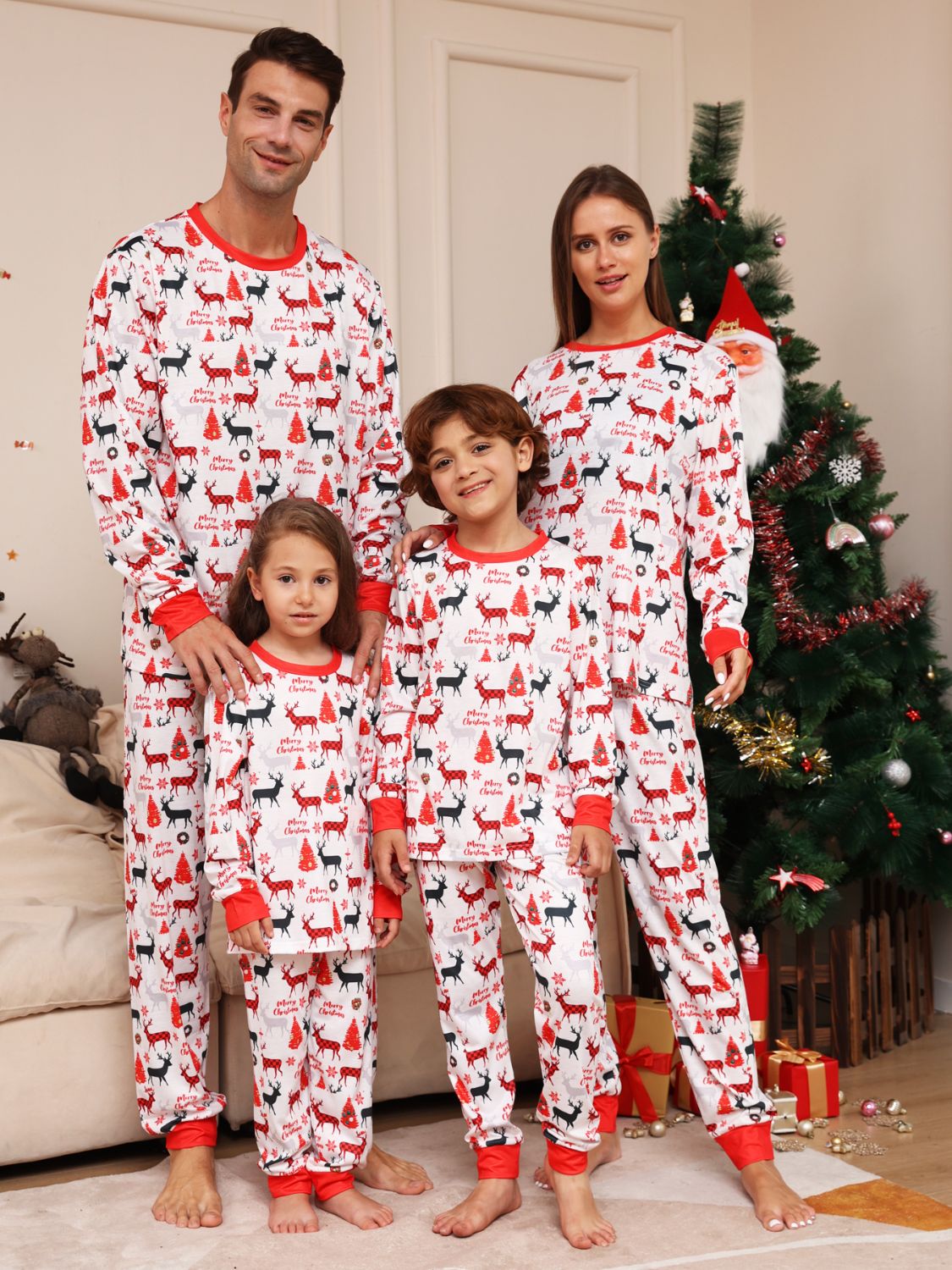 Full Size Reindeer Print Top and Pants Set 