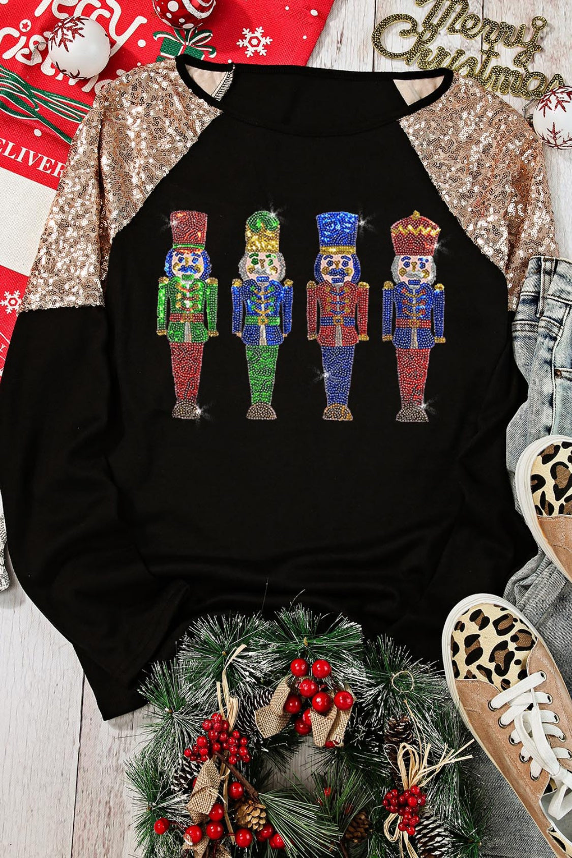 Sequin Nutcracker Long Sleeve Sweatshirt 