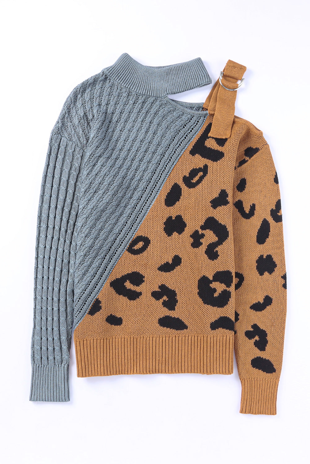 Leopard  Block Turtleneck Sweater