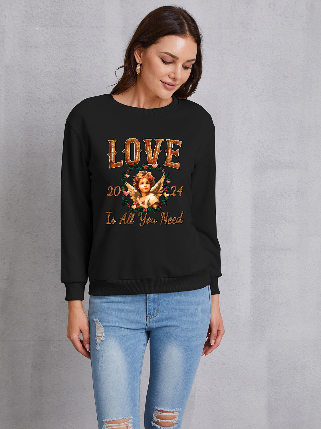 LOVE IS ALL YOU NEED Round Neck Sweatshirt 