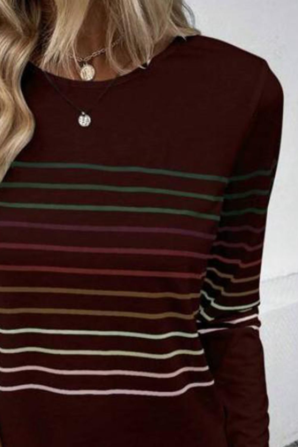 Striped Round Neck Long Sleeve T-Shirt