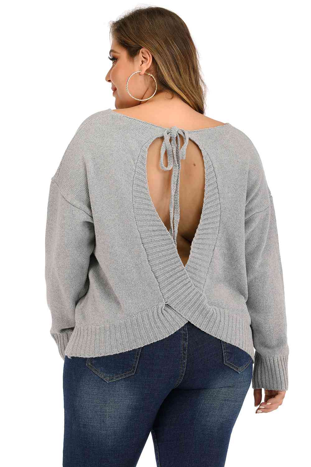 Plus Size V Neck Pullover Sweater 