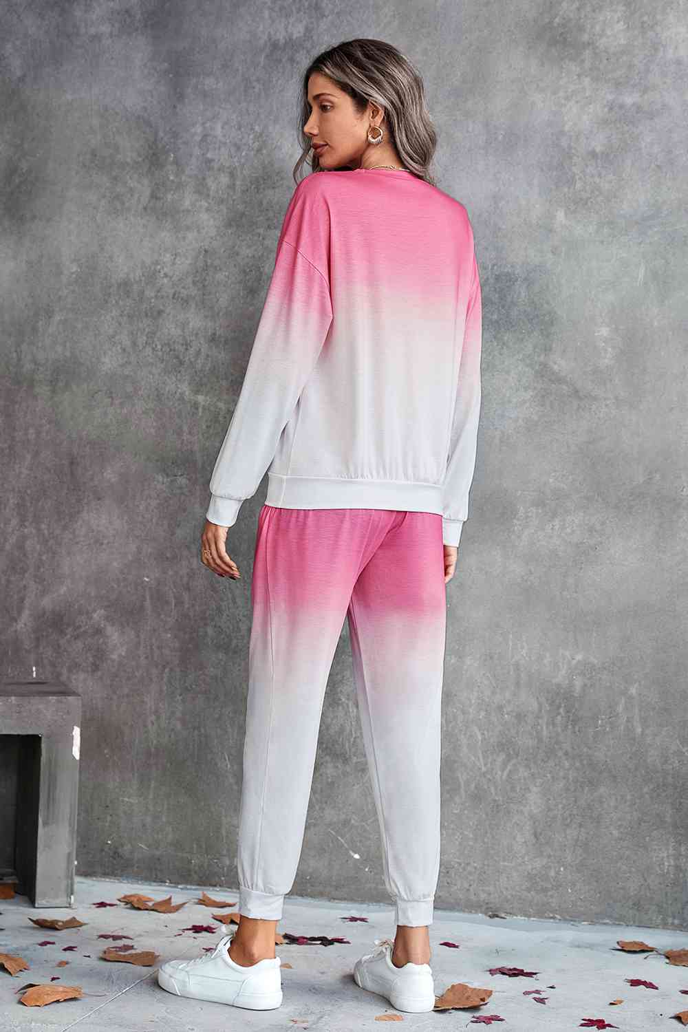 Gradient Round Neck Sweatshirt and Joggers Set 