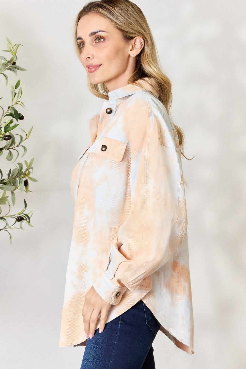 BiBi Tie Dye Button Down Long Sleeve Shirt 