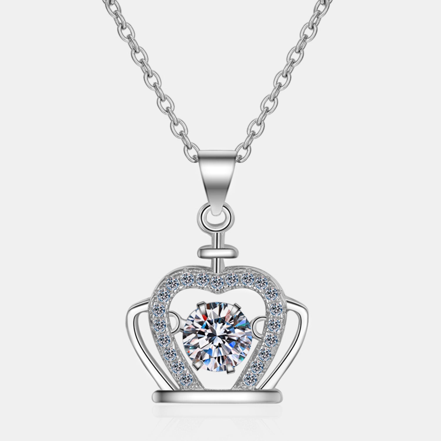 Moissanite Crown 925 Sterling Silver Necklace 