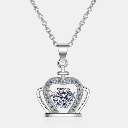 Moissanite Crown 925 Sterling Silver Necklace 