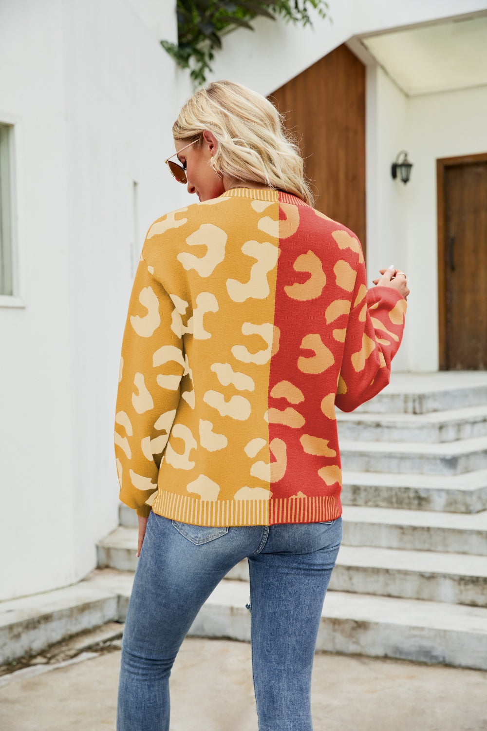 Leopard Button Up Dropped Shoulder Cardigan