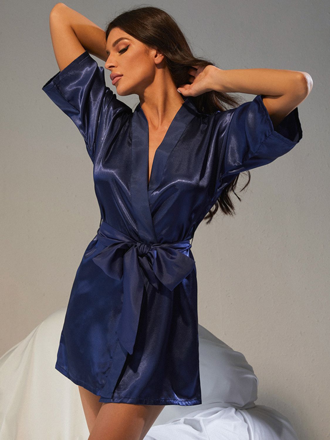 Belted Half Sleeve Robe 