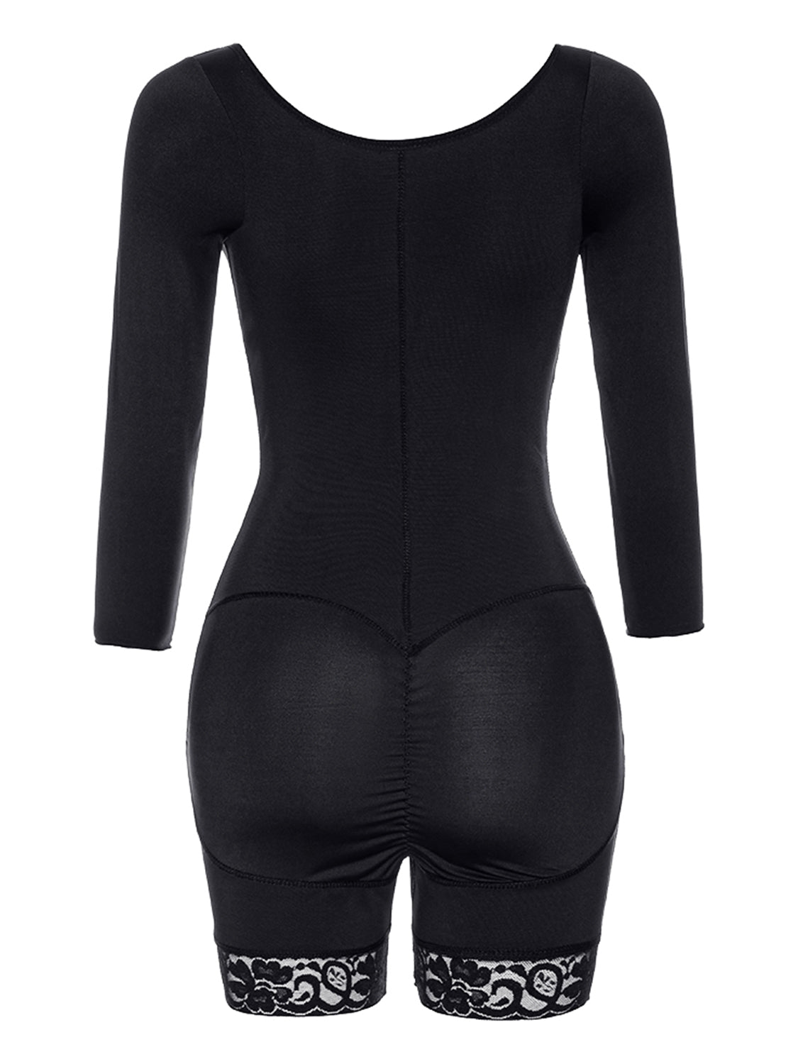 Full Size Zip Up Lace Detail Long Sleeve Shapewear 