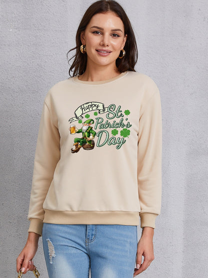 HAPPY ST. PATRICK'S DAY Round Neck Sweatshirt 