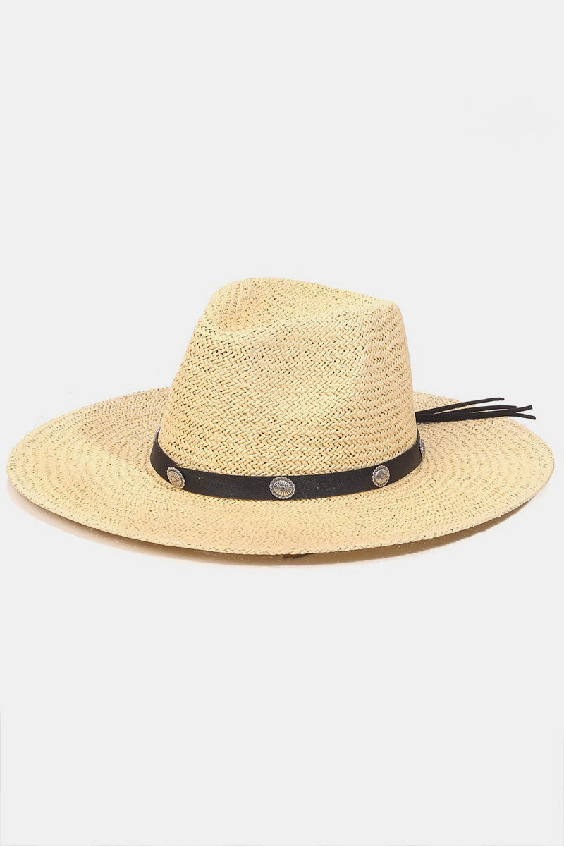 Fame Belt Strap Straw Hat - Babbazon hats