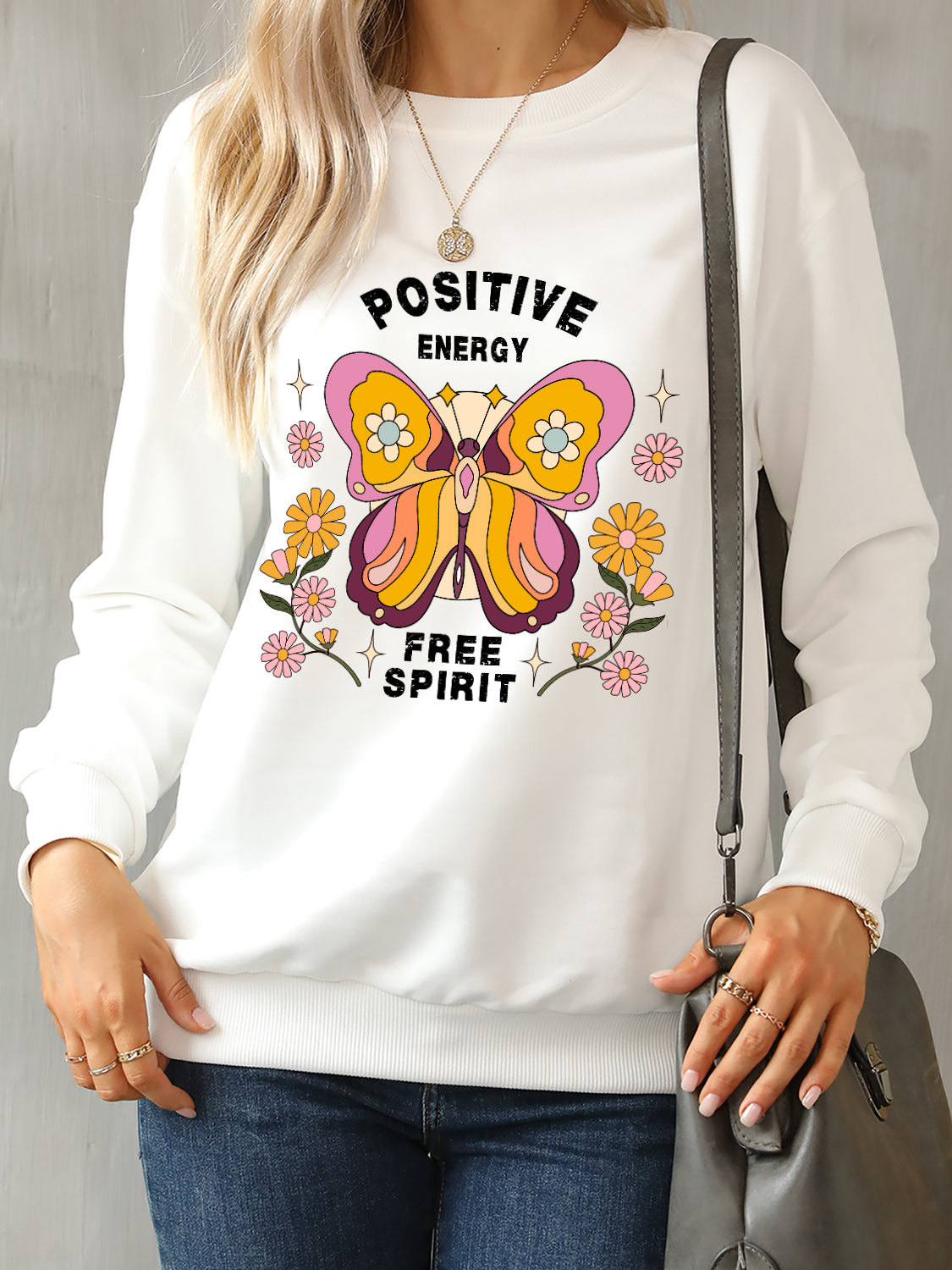 Butterfly Graphic Dropped Shoulder Sweatshirt 