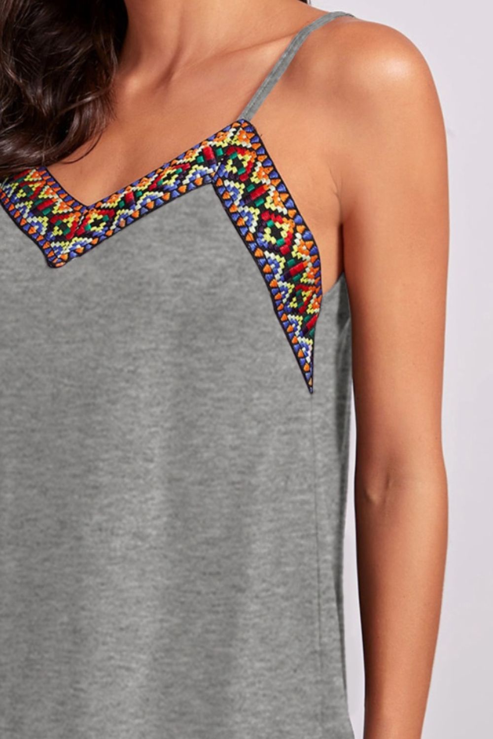 Geometric V-Neck Spaghetti Strap Cami 