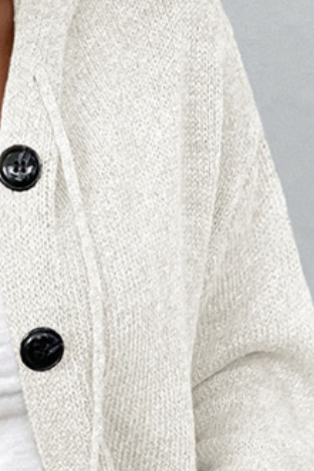 Drawstring Button Up Hooded Cardigan 